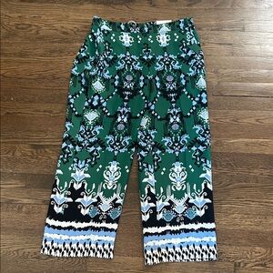Chico's Vibrant Green and Blue Patterned Pants